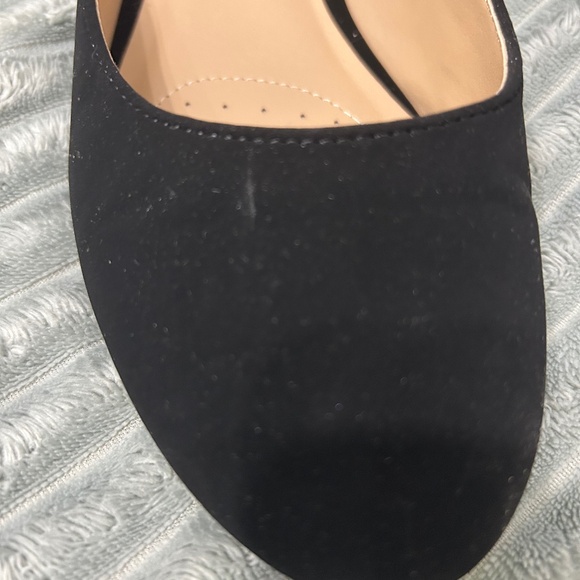 Black Suede Kitten Heels With Adjustable Buckle - Picture 2 of 11